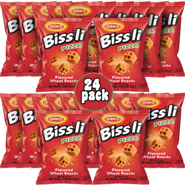 Bissli Pizza Flavored Crunchy Wheat Snack Perfect Lunch Snack for Kids & Adults 2.5oz Bag (Pack of 24)