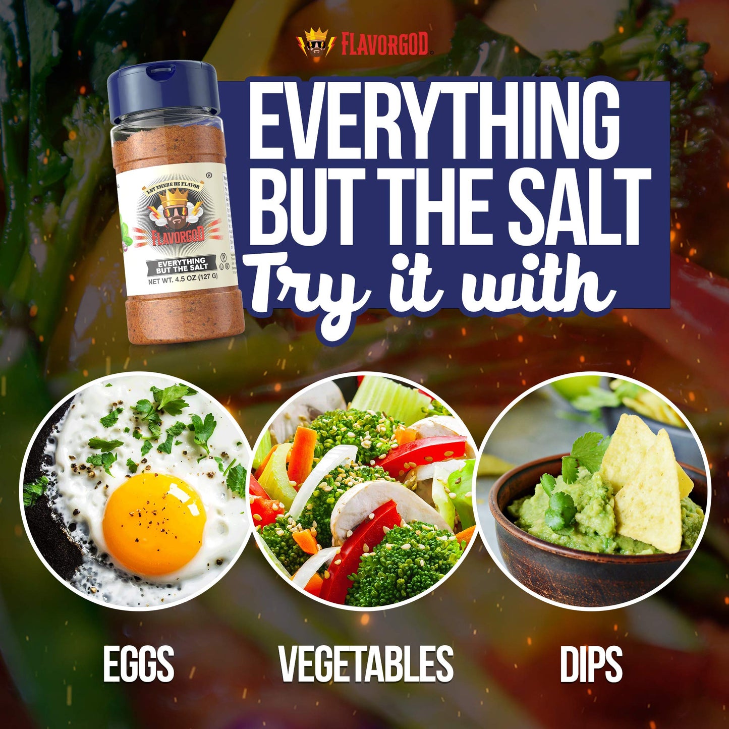 Everything But The Salt Seasoning Mix, 2 Bottles By Flavor God - Enhanced All Natural & Healthy Spice Blend For Chicken, Tacos, Salads & Pastas - Kosher, Low Sodium, Dairy-Free