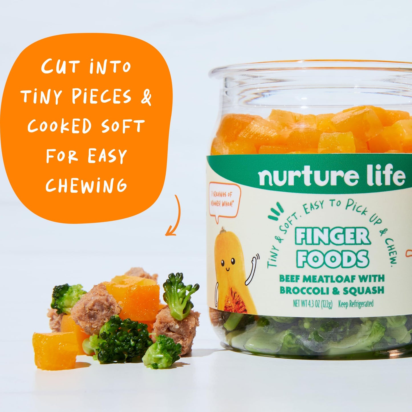 Nurture Life Finger Foods, Chicken Bite Minis W/Super Veggies, Freshly Made Baby & Toddler Meals, Stage 3 Finger Foods For Self-