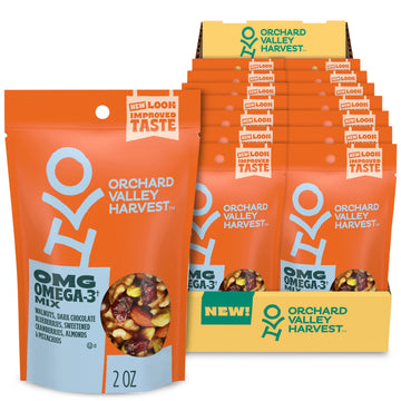 Orchard Valley Harvest Omg Omega-3 Mix, 2 Oz (Pack Of 14), Walnuts, Dark Chocolate Blueberries, Sweetened Cranberries, Almonds,