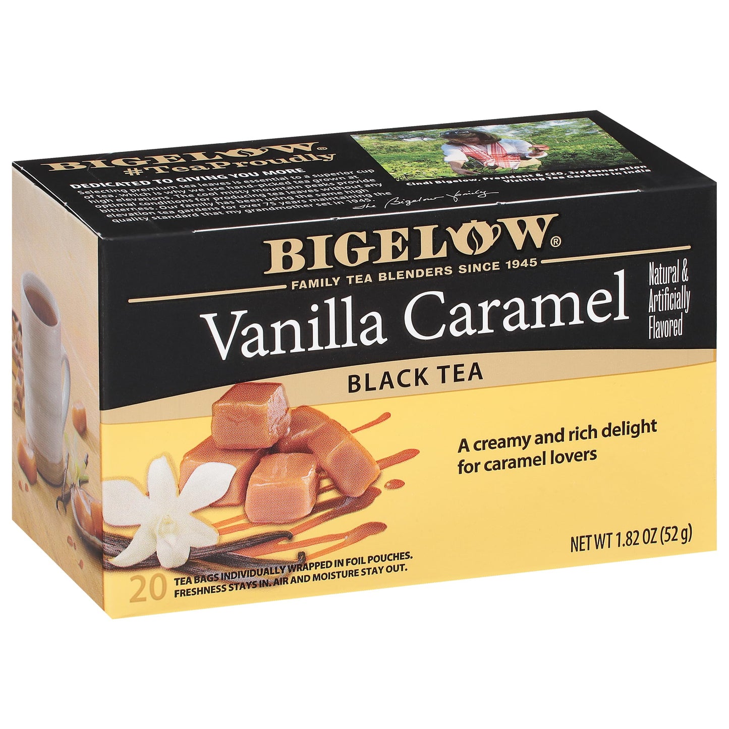 Bigelow Tea Vanilla Caramel Black Tea, Caffeinated, 20 Count Box (Pack of 6), Model 072310001695, 120 Total Tea Bags