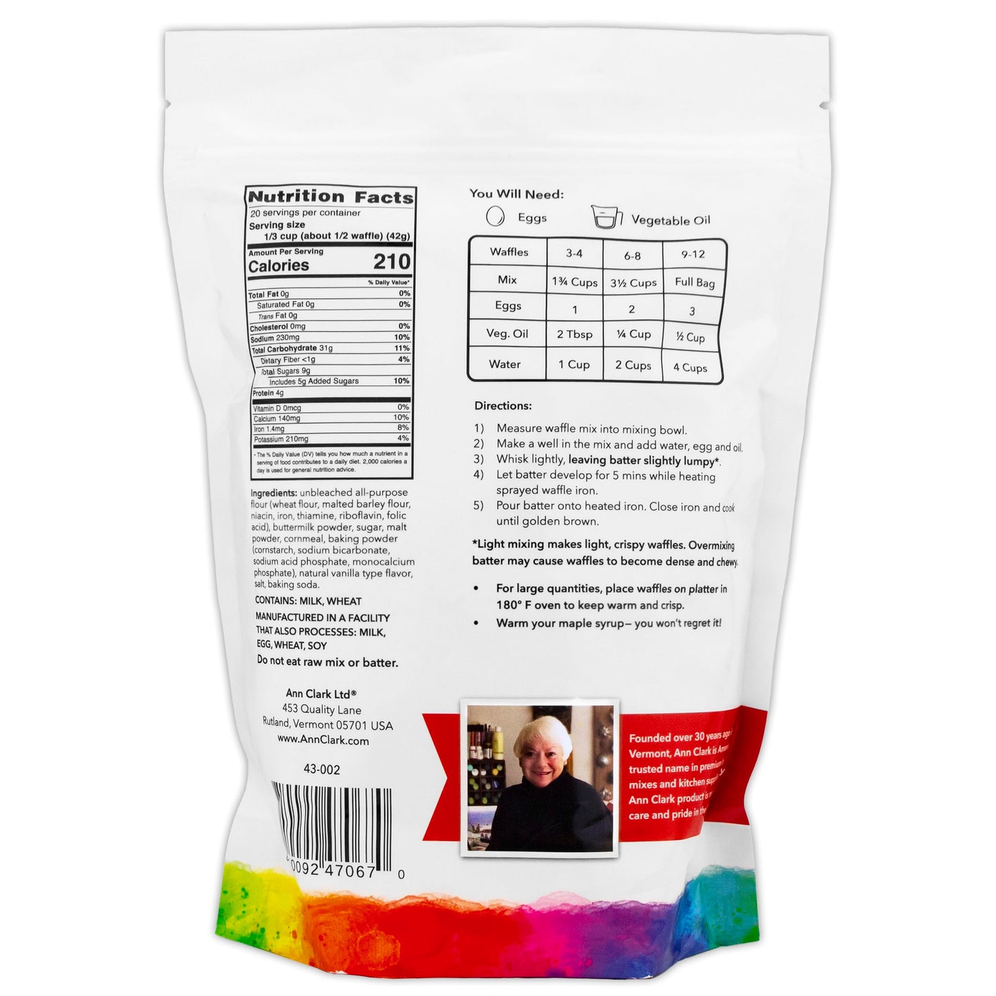Ann Clark Gourmet Belgian Waffle Mix, 16 Oz. Made In Usa