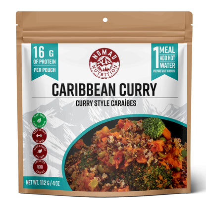 Nomad Nutrition Caribbean Curry | Instant Freeze Dried Backpacking & Camping Food | Plant-Based, Non-GMO Hiking Meals with High-