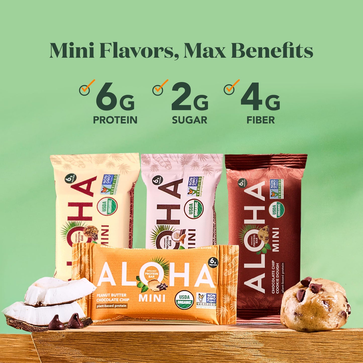 ALOHA Organic Plant Based Protein Bar MINIS | Variety Pack | 20 Count, 24g Bars | Vegan, Low Sugar, Gluten Free, Low Carb, Non-G