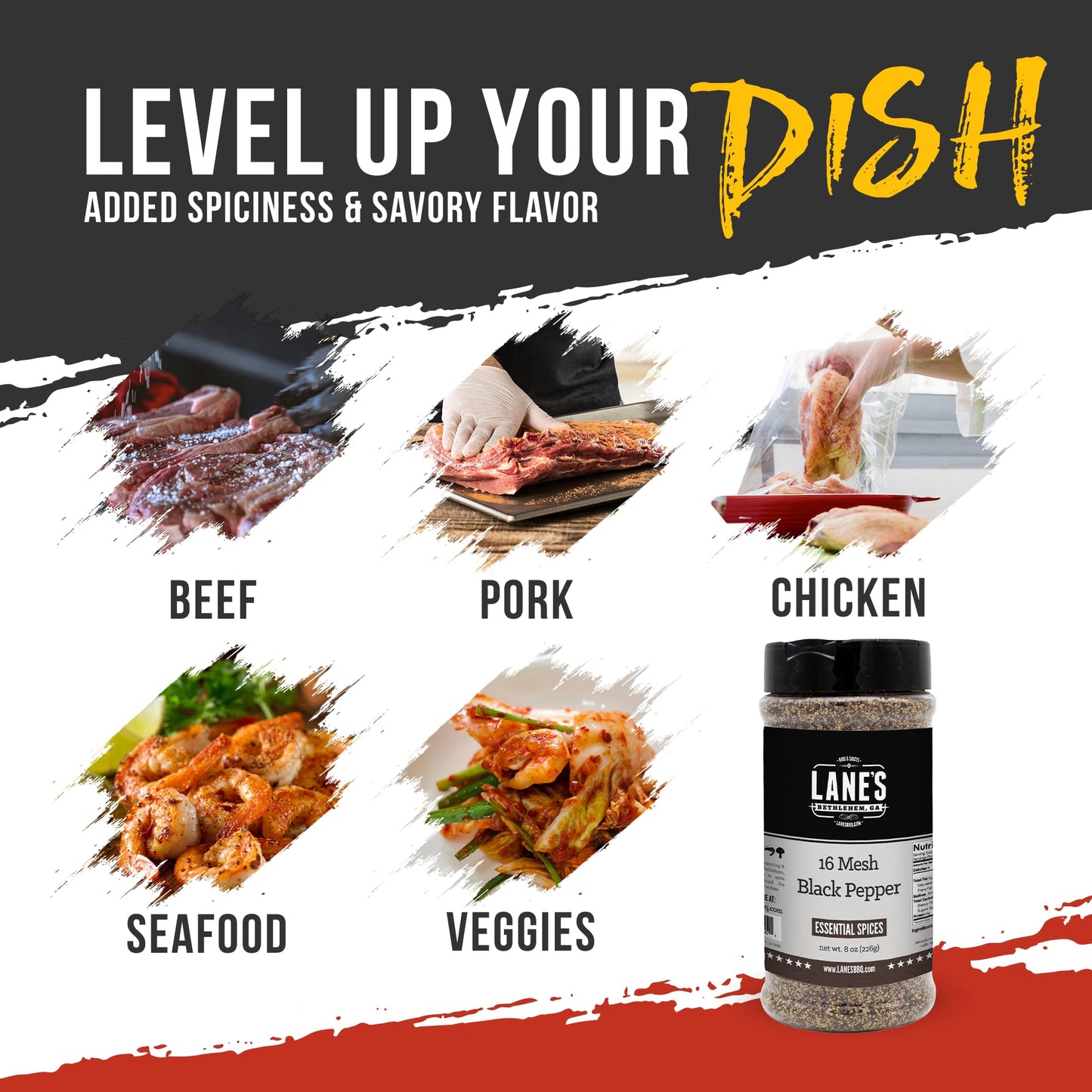 Lane'S 16 Mesh Ground Pepper Seasoning, All-Natural Coarse Black Pepper Ground Spice, No Preservatives Coarse Ground Black Peppe