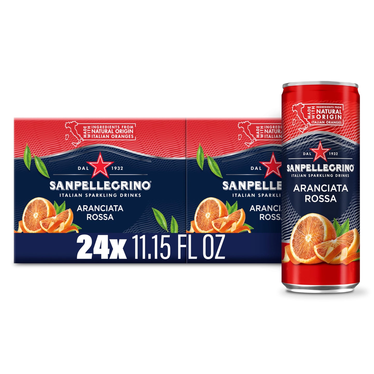 Sanpellegrino Italian Sparkling Drink Aranciata Rossa, Sparkling Orange And Blood Orange Beverage, 11.15 Fl Oz (Pack Of 24)