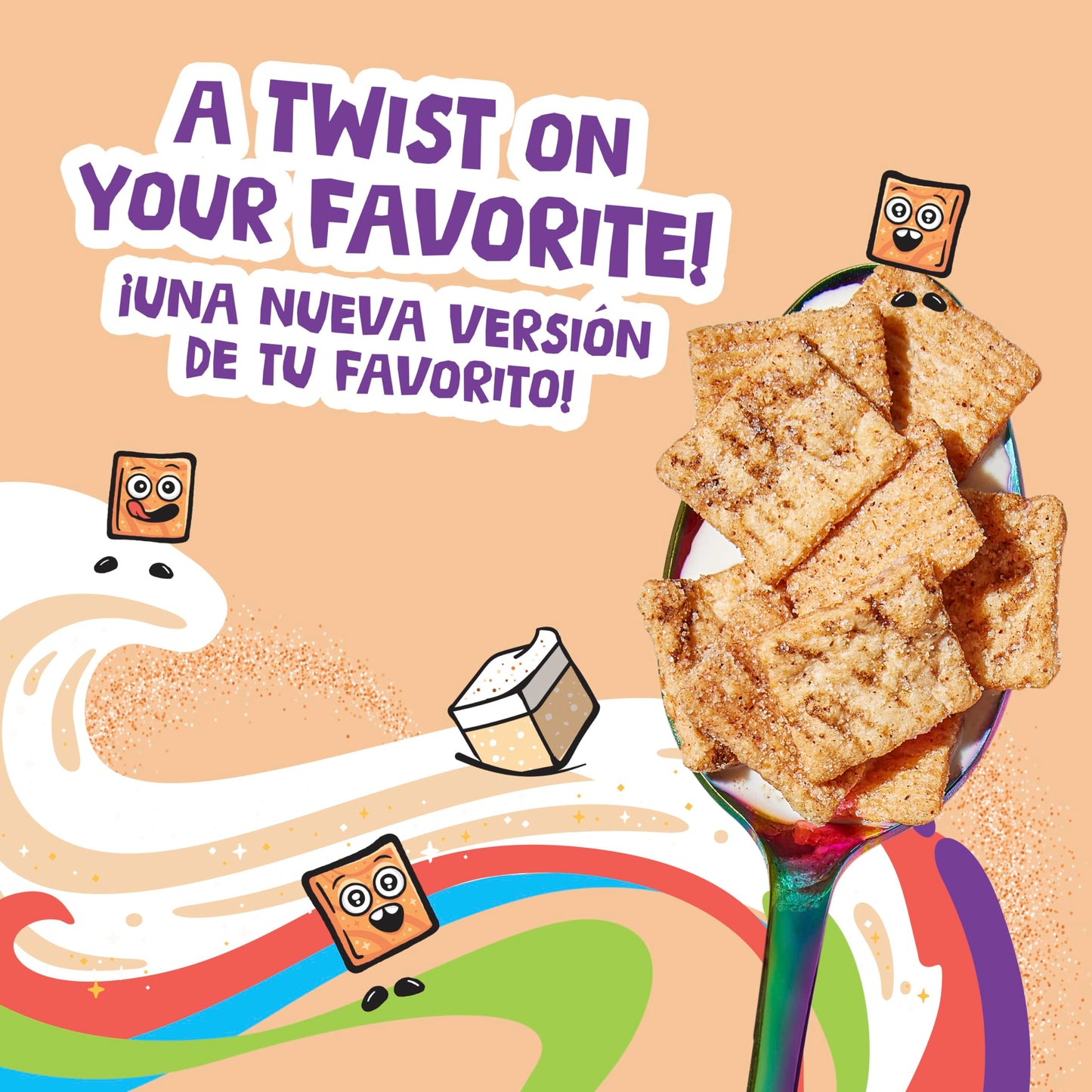 Tres Leches Toast Crunch Breakfast Cereal, Crispy Tres Leches Flavored Cinnamon Cereal, Resealable Bag, 32 Oz
