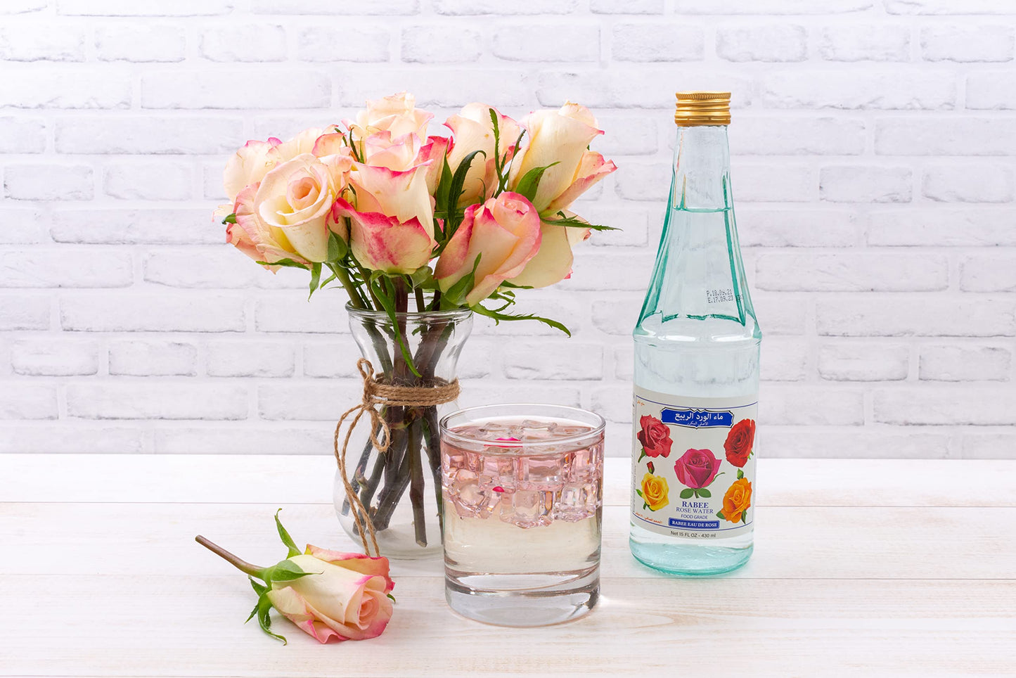 Rabee Rose Water - Food Grade for Baking & Flavoring - 15 oz - Ideal for Persian Dishes & Desserts