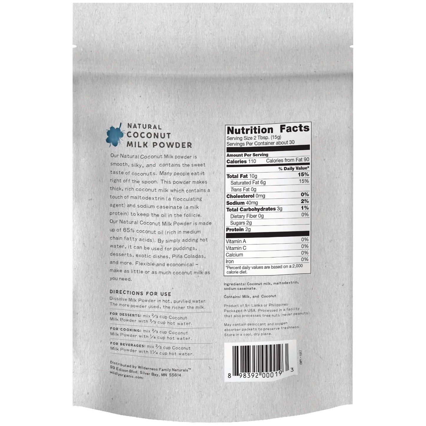 Wildly Conventional Coconut Milk Powder 16 Oz, 1 lb Bag - Naturally Sweet Creamer, Extra Creamy | Perfect in Smoothies, Coffee,
