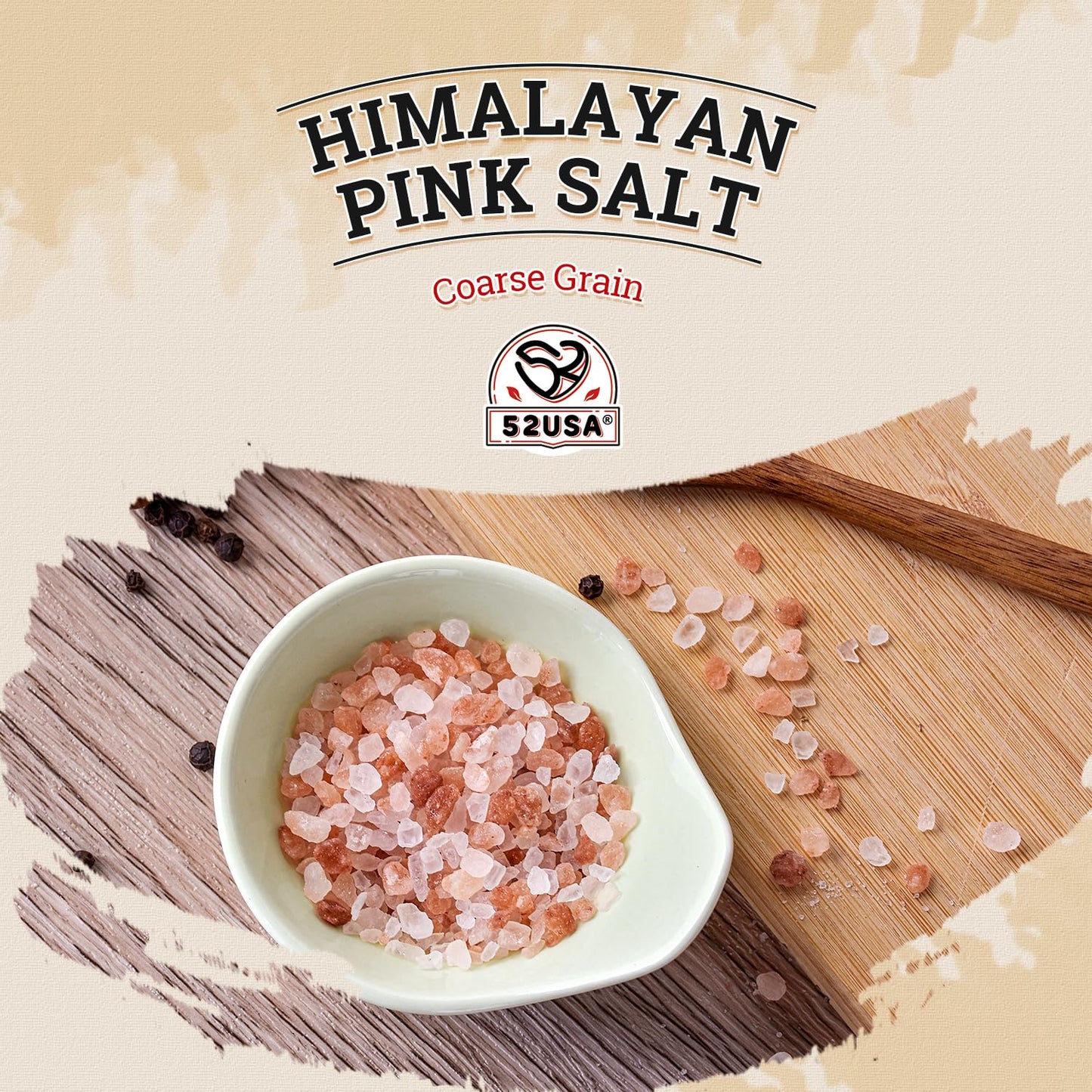 52USA Himalayan Pink Salt, Coarse Salt 5 Pound (80oz), Himalayan Salt, Pink Himalayan Sea Salt for Grinder Refill, Kosher Salt