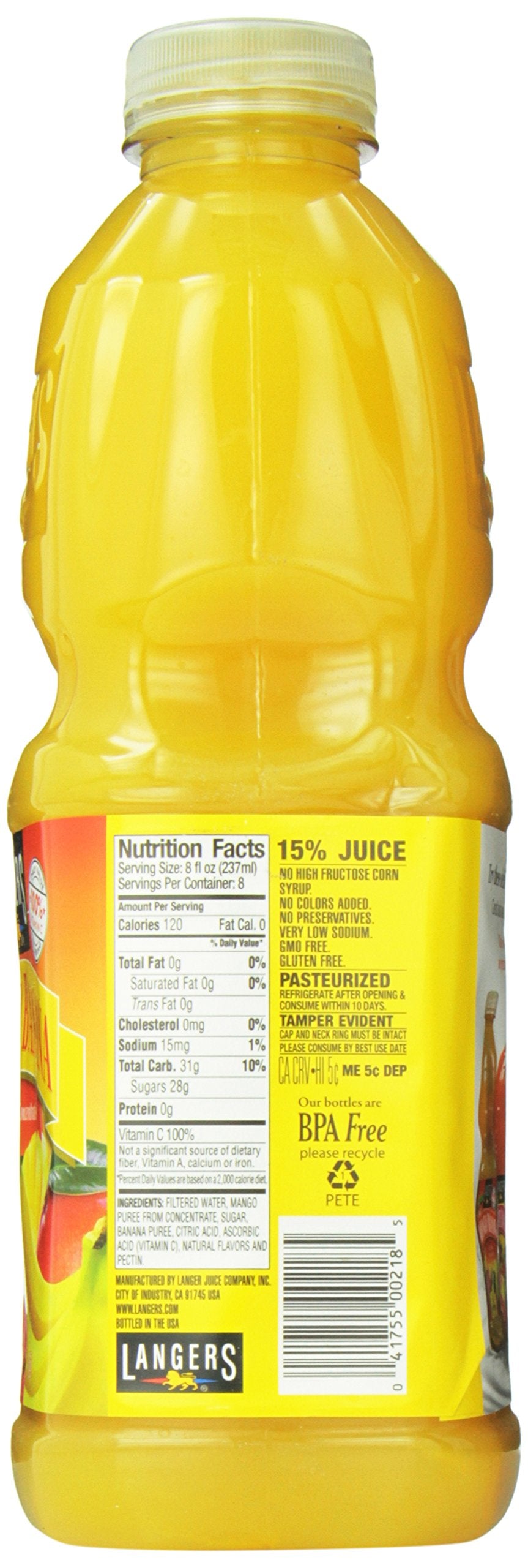 Langers Juice, Mango Banana Nectar, 64 Ounce (Pack Of 8)