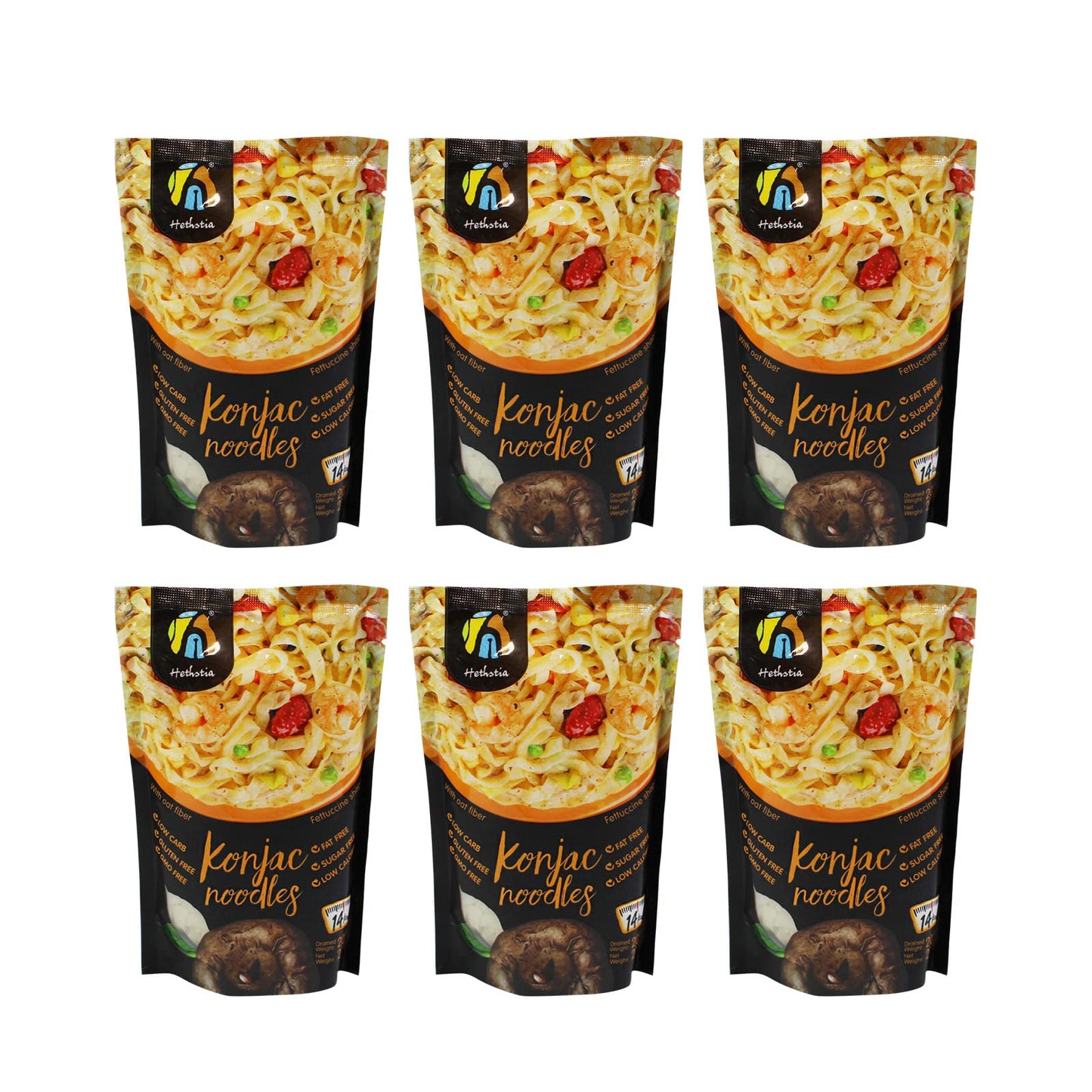 Hethstia Konjac Noodle With Oat Fiber Keto Fettuccine Shirataki Noodle Low Calorie, Low-Carb Konjac Pasta Gluten Free, Vegan, Lo