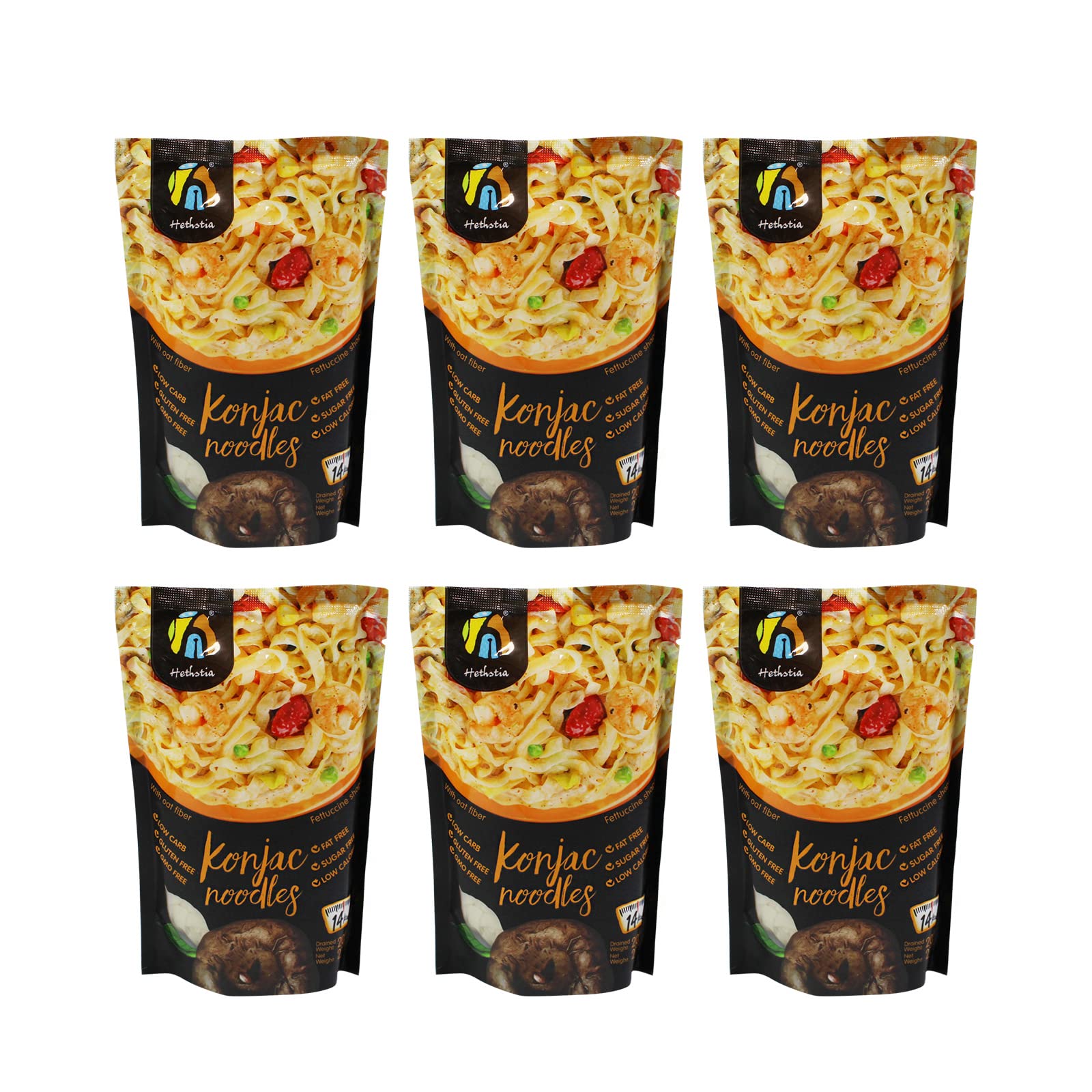 Hethstia Konjac Noodle With Oat Fiber Keto Fettuccine Shirataki Noodle Low Calorie, Low-Carb Konjac Pasta Gluten Free, Vegan, Lo