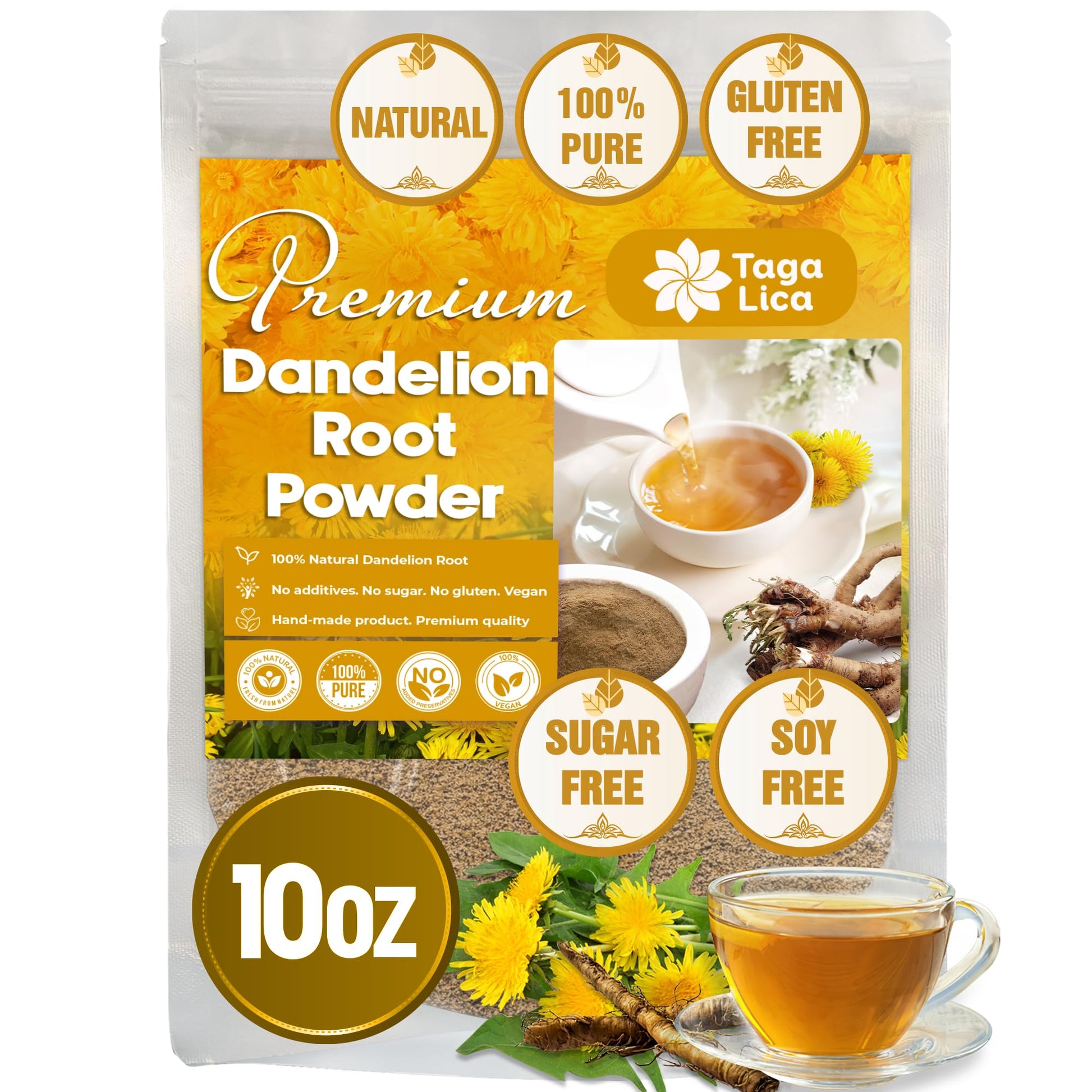 Tagalica Dandelion Root Powder 100% Natural Vegan 10 oz No Additives No Gluten No Sugar