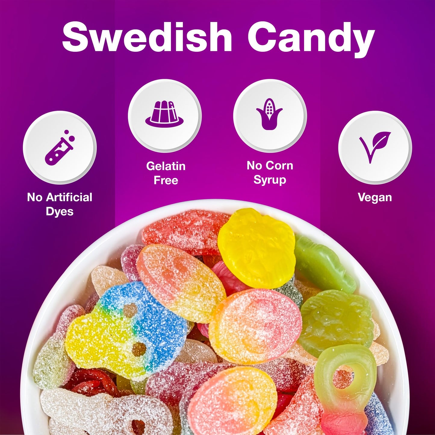 Authentic Swedish Candy Mix 1lb | Vegan Variety Pack of Sweet & Sour Swedish Candy Gummies | No Gelatin  No Corn Syrup  Gummy Pack from Sweden for Snacking  and Gifting
