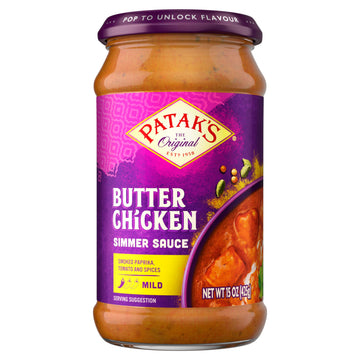 Pataks Butter Chicken Simmer Sauce With Tomato, Cream & Spices, No Artificial Flavors, Gluten-Free, Vegetarian, 15 Ounce (Pack Of 3)