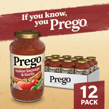 Prego Italian Sausage and Garlic Meat Sauce, 23.5 OZ Jar (Case of 12)