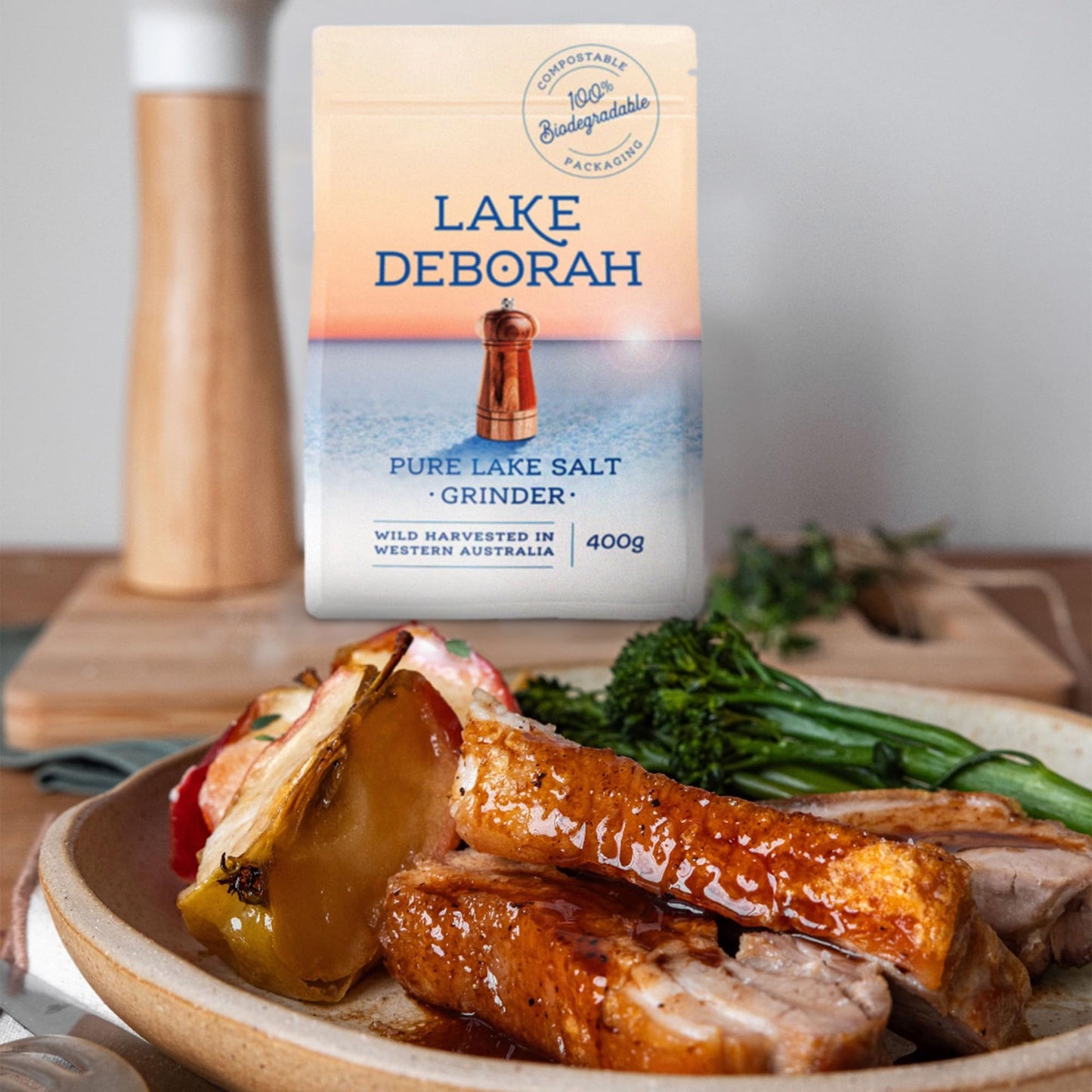 Pure Mineral Grinder Salt From Lake Deborah, Australia - Wild Harvested Lake Salt - 100% Natural, Microplastics, Heavy Metals And Pollutant-Free, Perfect For Cooking And Baking - 400G