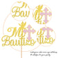 ZHUOWEISM Spanish Mi Bautizo Cake Topper, Glitter Pink Cross, Dove Design, Small, Bamboo, Gold