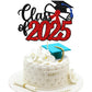 Gyufise 1 Pack Red Class Of 2025 Cake Topper Glitter Congrats Grad Cap Cake Pick 2025 Graduation Theme Party Cake Decorations