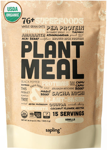 Plant Meal Replacement Shake - Vanilla - 25g of Plant Based Vegan Protein Powder, 76+ Organic Superfoods, Vitamins & Minerals, M