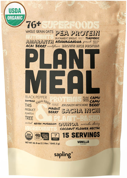 Plant Meal Replacement Shake - Vanilla - 25g of Plant Based Vegan Protein Powder, 76+ Organic Superfoods, Vitamins & Minerals, M