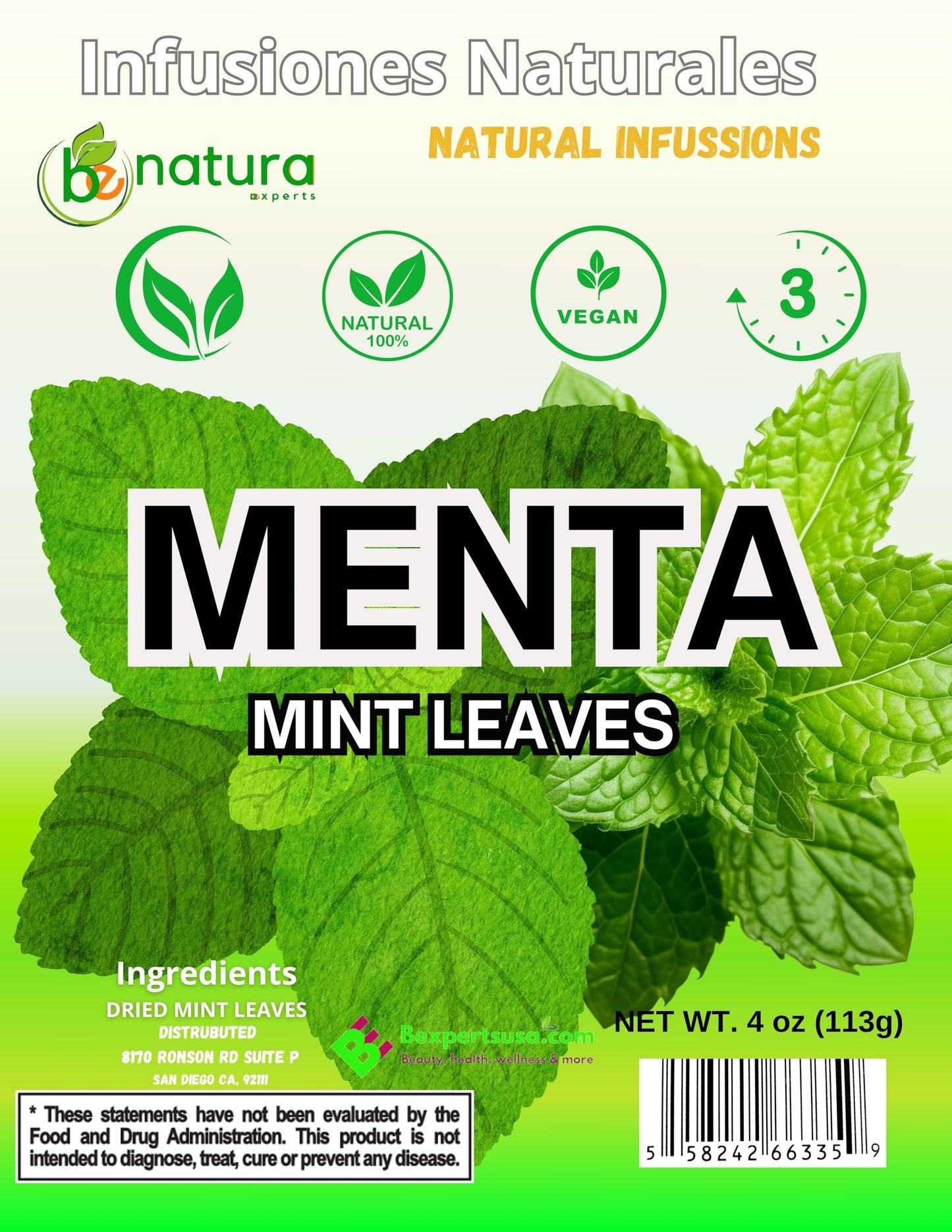 Menta Seca (Dried Mint Leaves Spearmint) 4Oz |%100 Natural, Non-Gmo, Gluten Free, Crushed Peppermint For Tea & Seasoning +Tea St