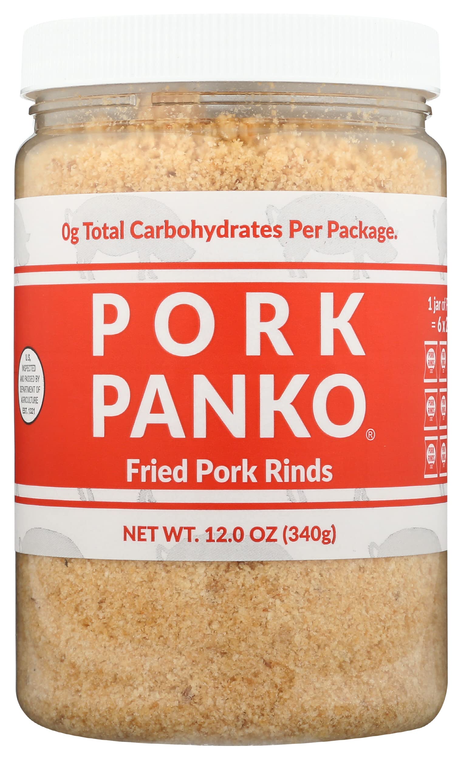 Pork Panko Fried Carb Pork Rinds, Gluten Free, Carb Free, 12 Ounces (Pack Of 6)