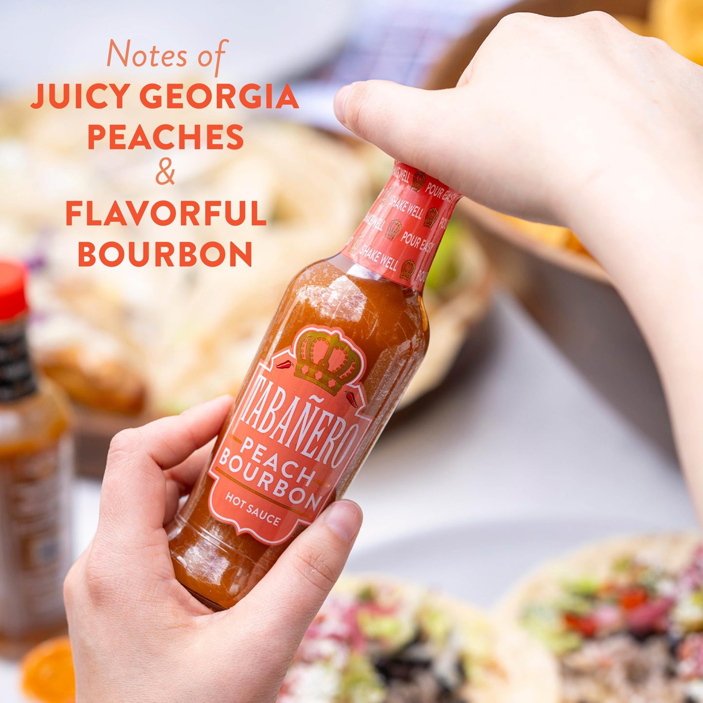 Tabanero Peach spirit-inspired flavor Habanero Hot Sauce - Gourmet, All Natural, Gluten Free, Vegan, 5 oz Bottle