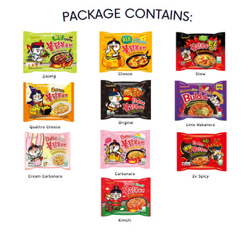 MunchMo Korean Spicy Chicken Ramen Variety Pack - 10 Different Noodles Sampler Gift Box, Perfect for Ramen Lovers