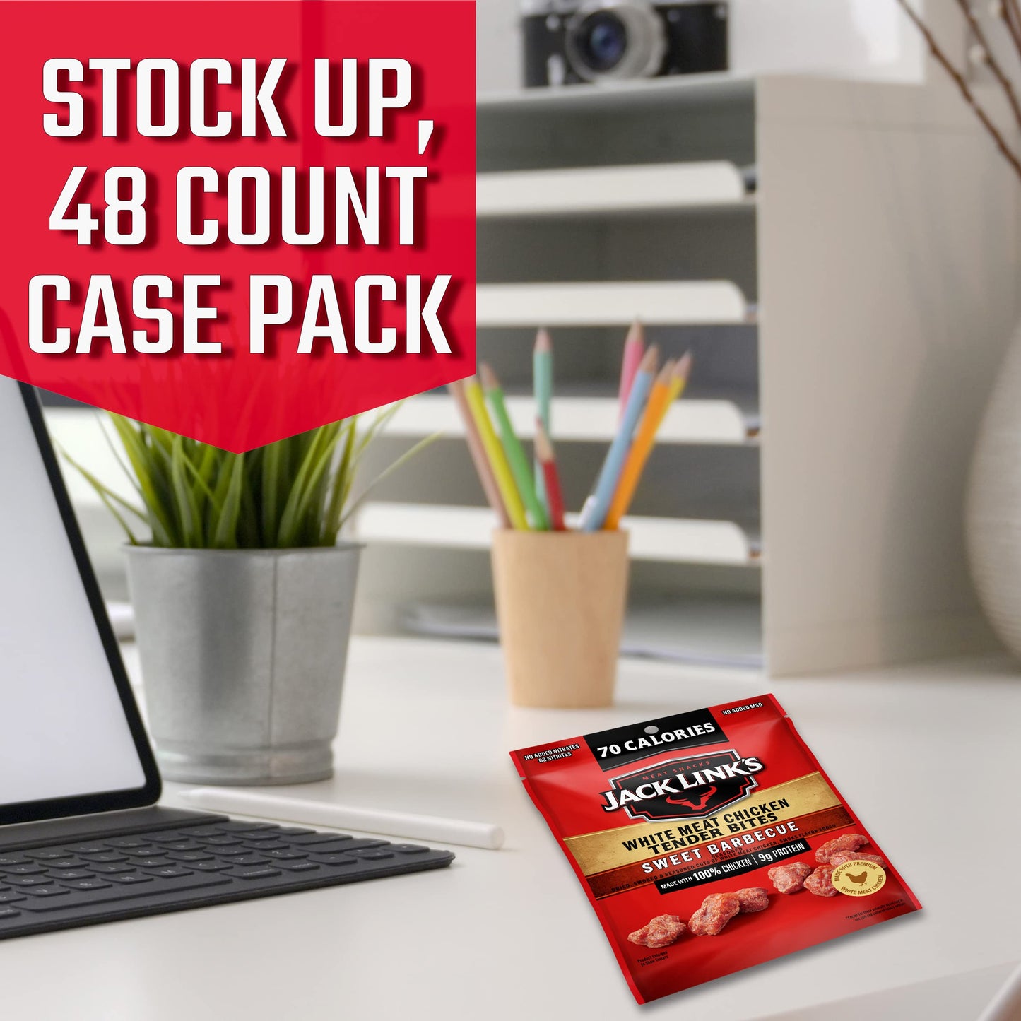 Jack Link s Chicken Tender Bites, Sweet BBQ, Bulk Pack - Flavorful Meat Snack for School, 9g Protein and 70 Calories, Made with