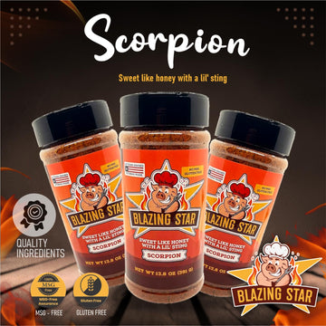 Blazing Star Bbq Scorpion Rub & Seasoning, Shaker Spice Mix 13.8 Oz