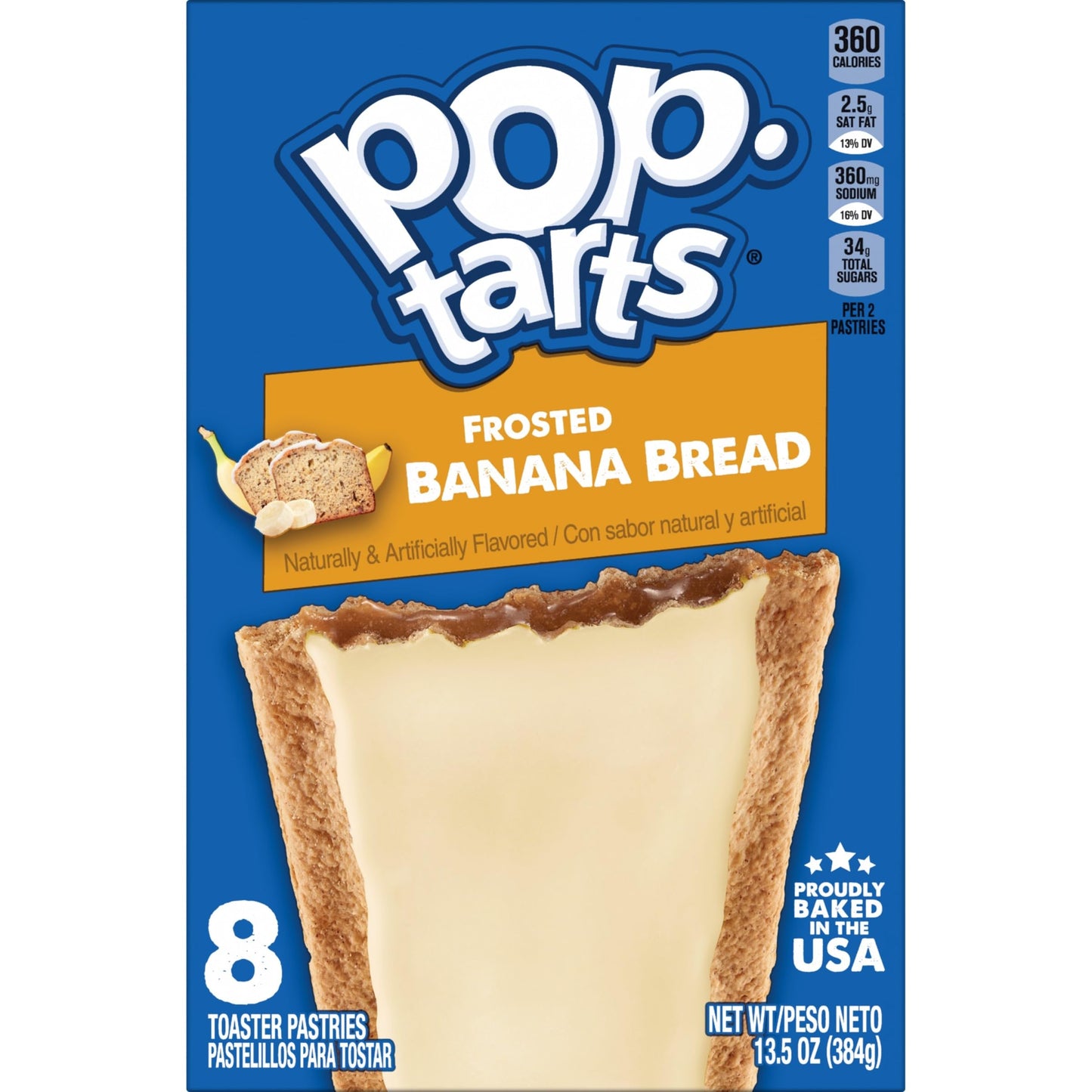 Pop-Tarts Toaster Pastries, Breakfast Foods, Kids Snacks, Frosted Banana Bread, 13.5Oz Box (8 Pop-Tarts)