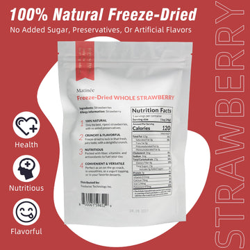 MATINÉE Freeze Dried Strawberries, Whole Dried Fruit Snack, Vegan, Non-GMO, Preservative Free, 1.2oz (Pack of 4)