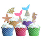 Wootkey Glitter Mermaid Theme Birthday Cake Topper Under The Sea Party Supplies Cake Decoration Cupcake Toppers 36 Pcs Mermaid T