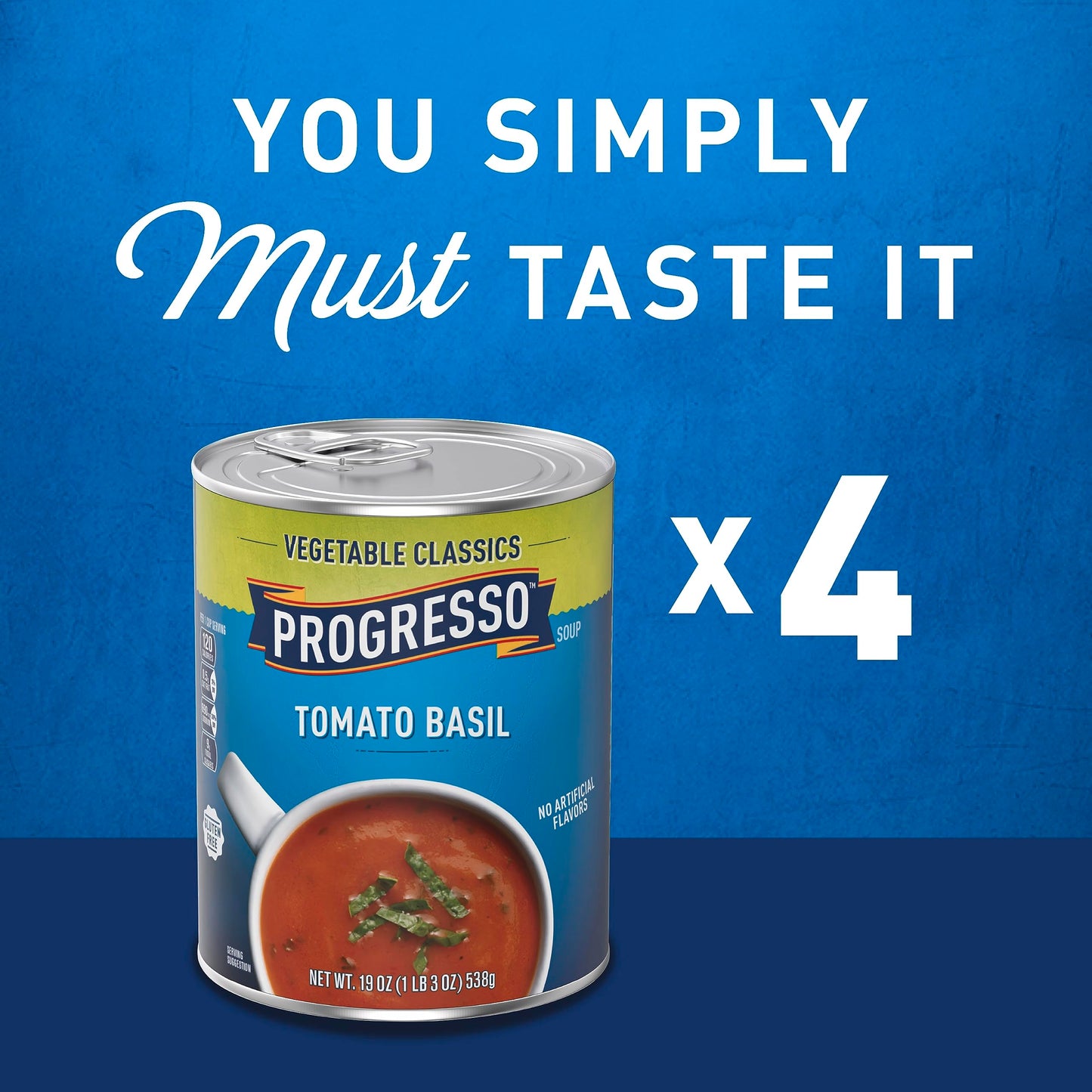 Progresso Tomato Basil Soup, Vegetable Classics, Gluten Free, 19oz, Pack of 4