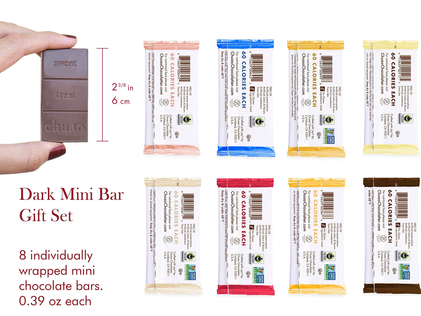 Chuao Chocolatier Gourmet Dark Chocolate Mini Gift Box - Assorted Bars, 8 Count - Perfect for Gifts, Holidays, Care Packages