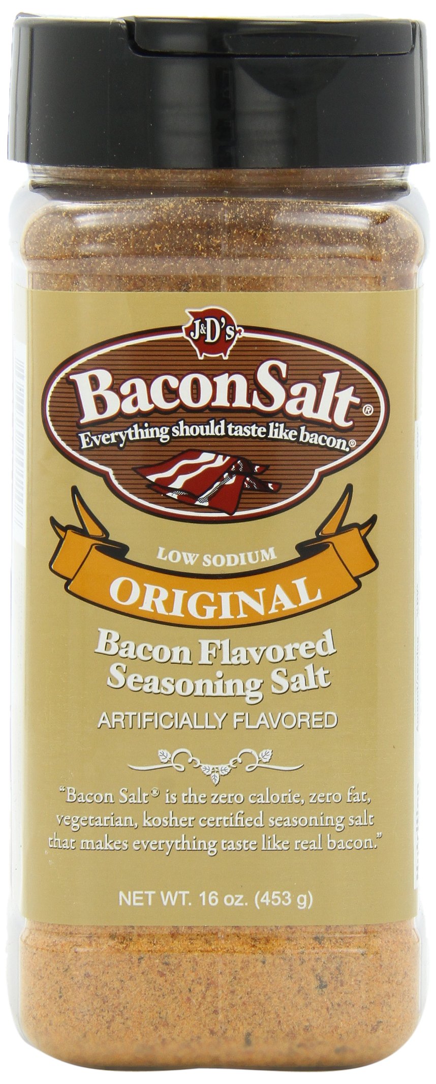 J & D Foods Bacon Salt, Original Flavor, 16 Ounce, Orange