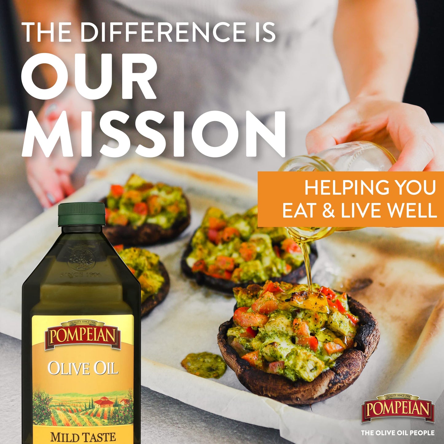 Pompeian Mild Taste Olive Oil, Perfect For Roasting & Sauteing, Naturally Gluten-Free, Non-Allergenic, Non-Gmo, 68 Fl. Oz.
