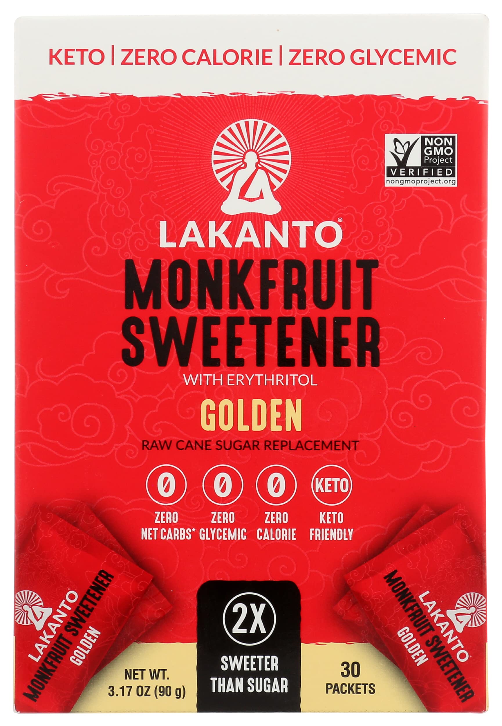 Lakanto Sugar Free Golden Monkfruit Sweetener, 3.18 Ounce (Pack of 8), Model 00255343