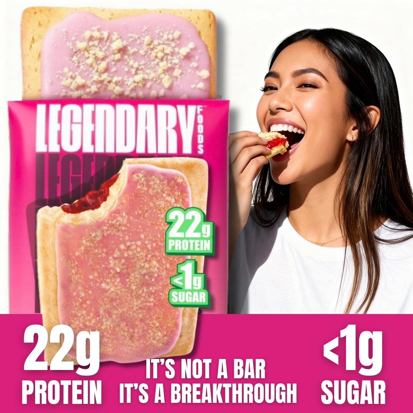 Legendary Foods 22g Protein Pastry 0g Added Sugar  Low Carb  Gluten Conscious  Keto Snack  Ideal for Glucose Management  Includes Whey Protein Isolate  8 Pack Cherry Crumble