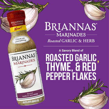 Briannas - Roasted Garlic & Herb Marinade - Small Batch, Gluten Free, Vegan Marinade Made With Premium Ingredients - 12 Oz. Bott