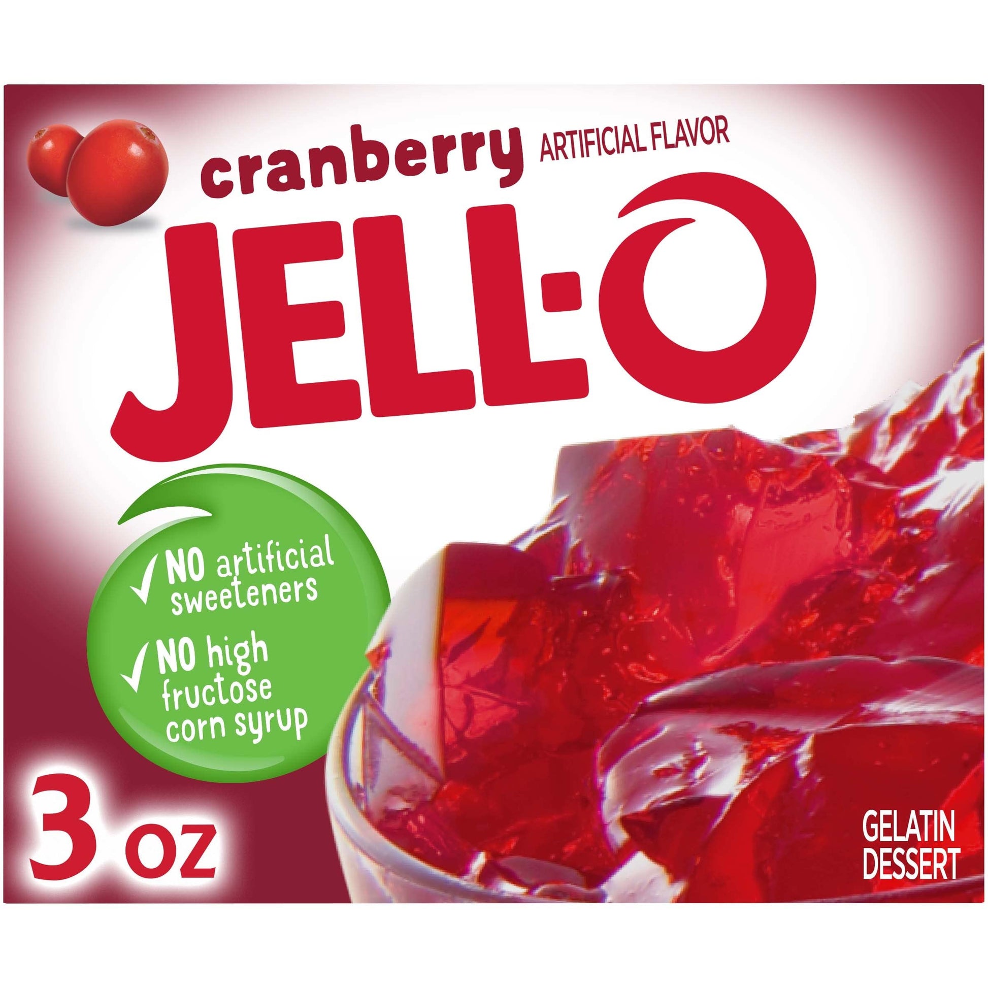Jell-O Cranberry Gelatin Mix, 3 oz Boxes, Pack of 24, Model 10043000200077