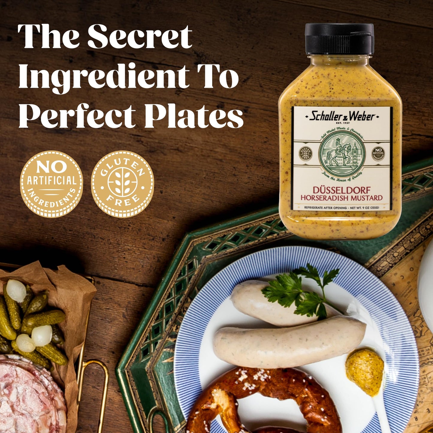 Schaller & Weber Horseradish Mustard, Hot German Deli Mustard, 9 Oz Squeeze Bottle