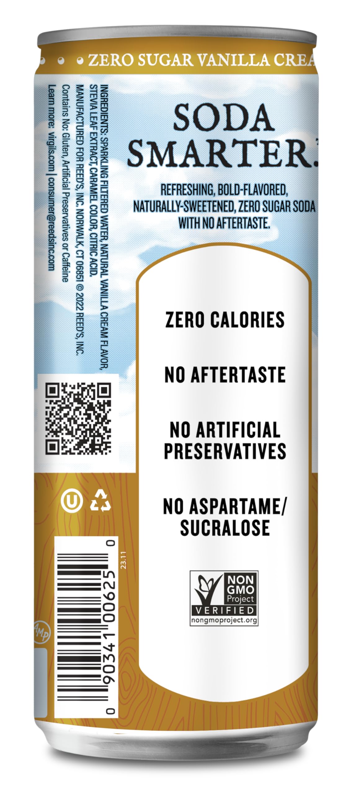 Virgils Zero Sugar Vanilla Cream Soda, 12oz Slim Cans, 24 Pack - Bold Flavor, Zero Calorie