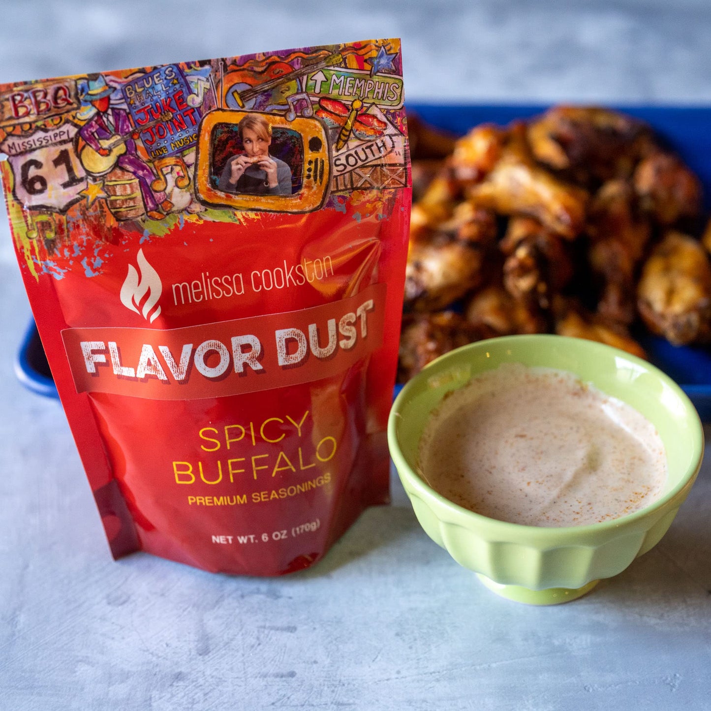 MELISSA COOKSTON Flavor Dust Chicken Wing Coating BBQ Dry Rub Spicy Buffalo 6 Oz