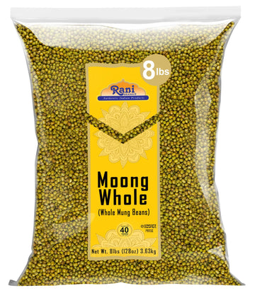 Rani Moong Whole (Ideal For Cooking & Sprouting, Whole Mung Beans With Skin) Lentils Indian 128Oz (8Lbs) 3.63Kg Bulk ~ All Natural | Gluten Friendly | Non-Gmo | Vegan | Indian Origin