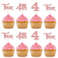 24Pcs Four Cupcake Toppers Glitter 4th Birthday Cupcake Picks for Baby Shower Fourth Birthday Party Cake Decorations Supplies Ro