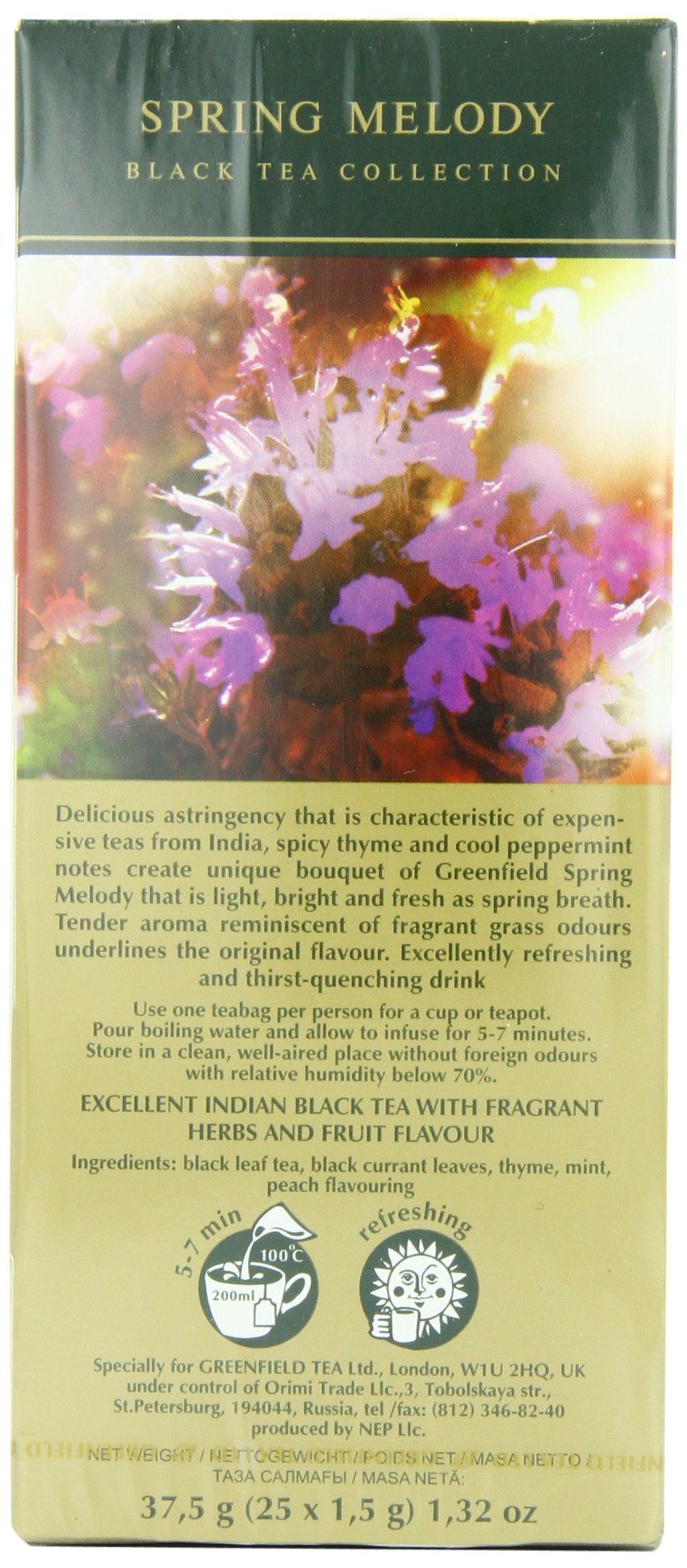 Greenfield Spring Melody Black Tea Fruit & Herbal Collection 25 Teabags The Execptional Freshness Of Tea Is Guranteed By The Spe