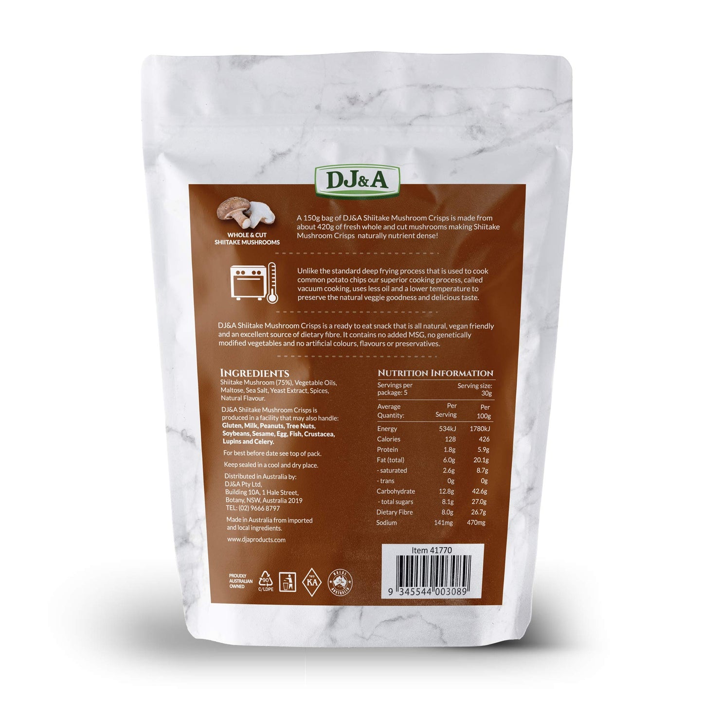DJ&A SHIITAKE MUSHROOM CRISPS 5.29oz/ 150g (4)